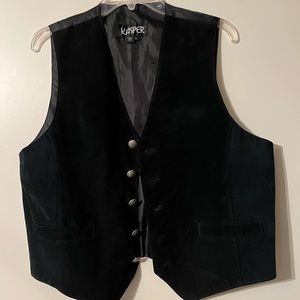 Men’s leather vest black suede Large